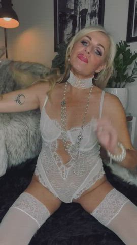 blonde lingerie milf striptease tits clip