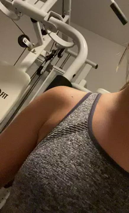 i get horny at the gym too often.. enjoy watching me flashing my tits while exercising,