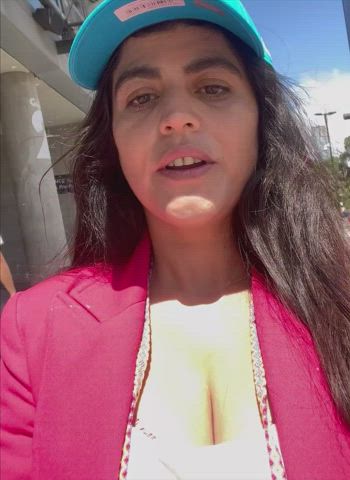 Shenaz Treasury rubbing her cleavage