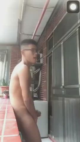 Asian Cock Masturbating Outdoor clip