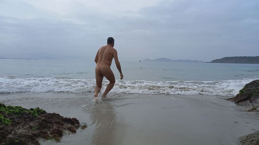 beach nude nudist nudity outdoor watersports wet clip