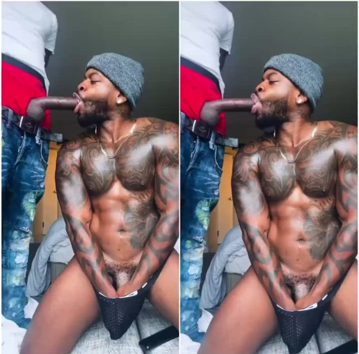 African American Big Dick Blowjob Cock Deepthroat Ebony Gay Sucking Tattoo clip