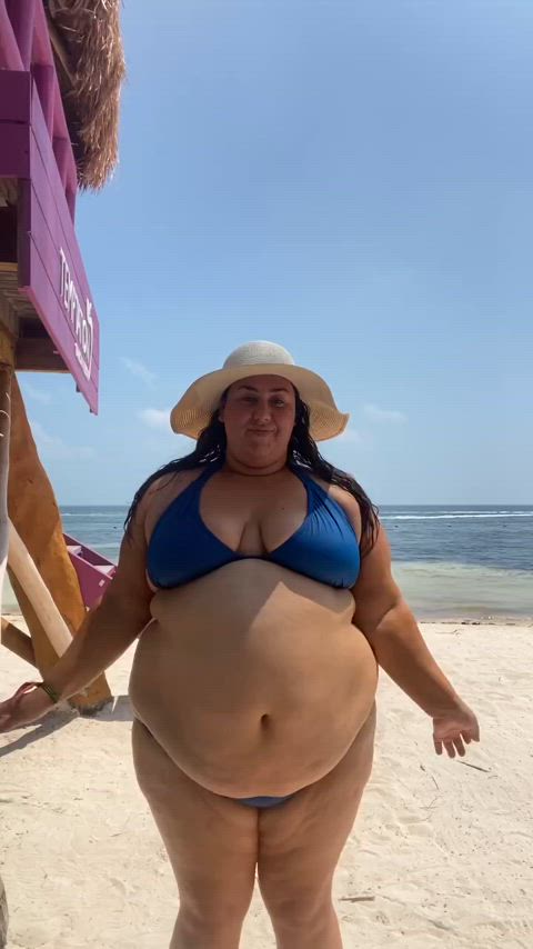 bbw beach bikini feedee ssbbw belly clip