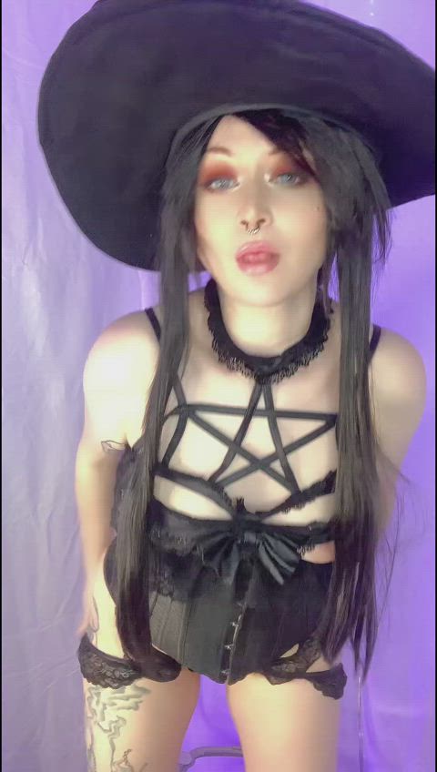 corset cosplay goth halloween lingerie long tongue sexy tongue tongue fetish witch