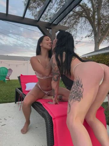Two bitches making out very horny, wanna come in?