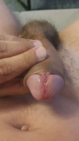 Closeup foreskin play with a little surprise at the end ?