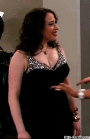 Kat Dennings' fat, jiggly jugs are very sensitive to touch.