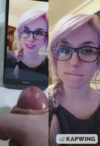 amateur babecock cumshot cute emo gamer girl glasses tribute clip