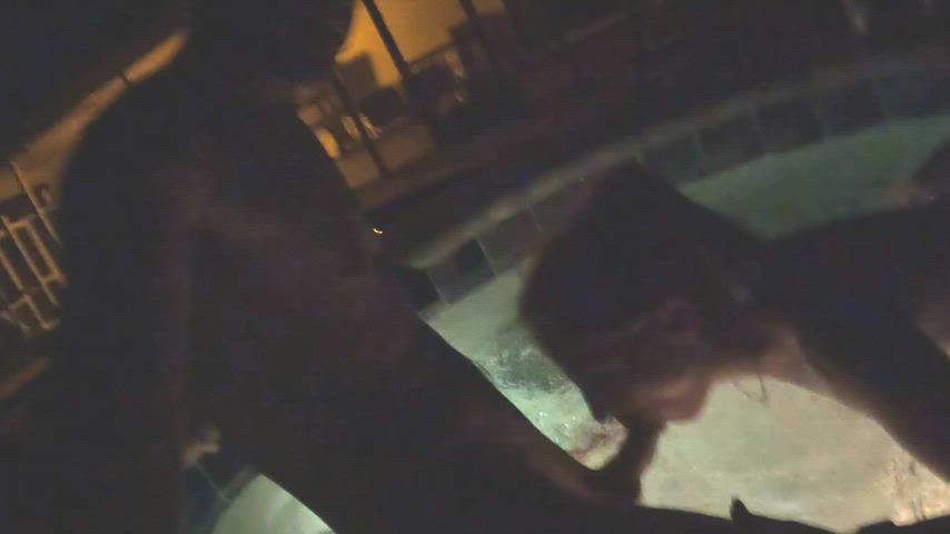 My wife having herself a party in the hot tub!
