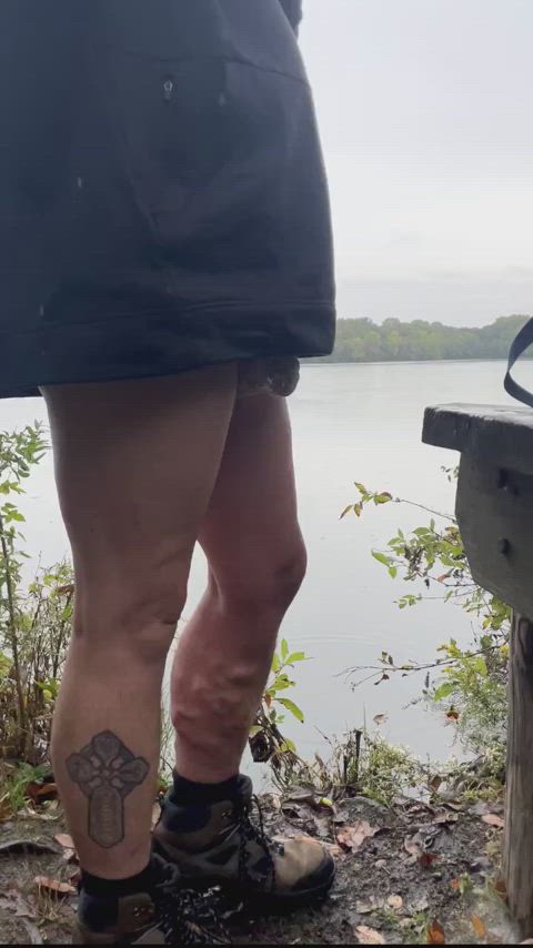 amateur bulge hiking jerk off male masturbation masturbating outdoor panties solo