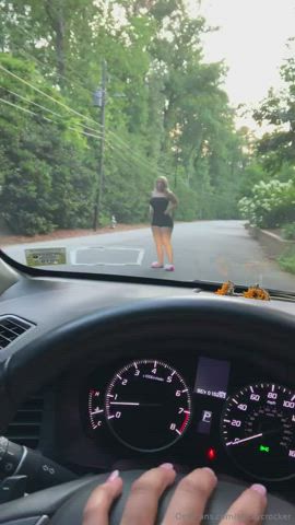 Driving to your GF, you see a blonde bimbo in the middle of the road