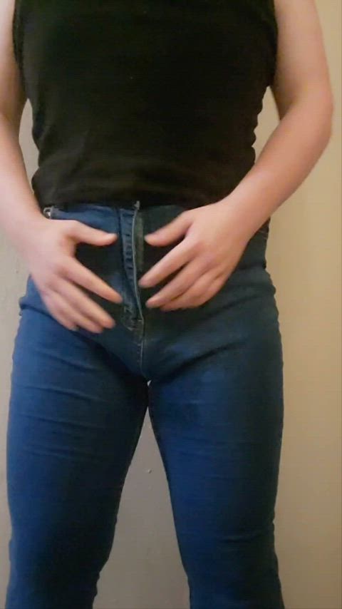 jeans peeing teen trans wet clip