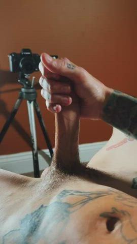 big dick bisexual cock gay jerk off male masturbation solo tattoo clip