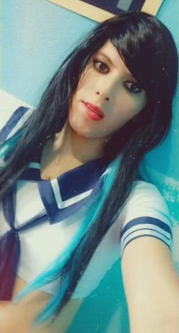 Latina schoolgirl is ready to play, wanna join her? OwO