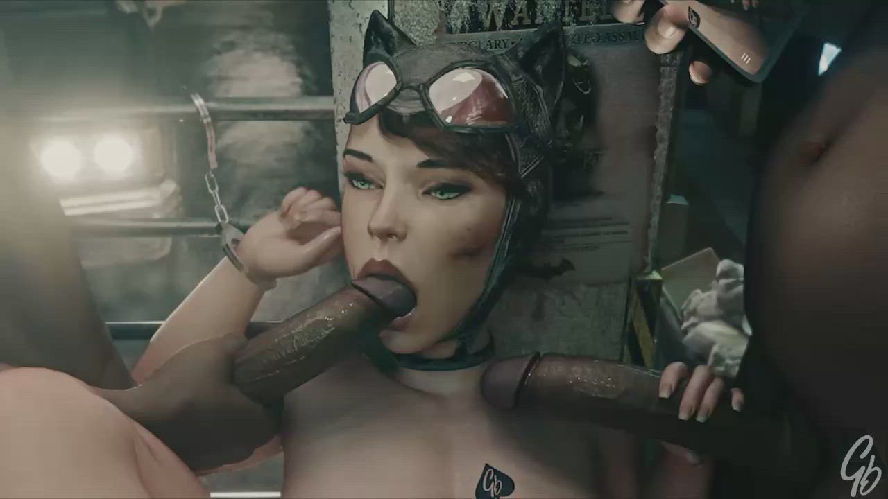 Catwoman bondage fousome interracial (horizental V ) (GeneralButch) [DC]