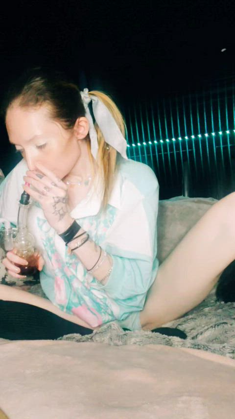 amateur clothed eye contact gabberina k pale petite skinny smile smoking tease clip