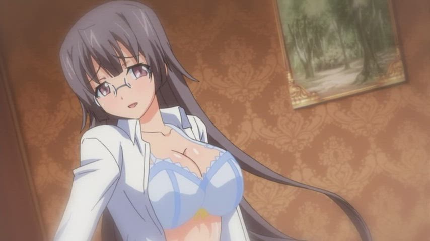 animation anime big tits cartoon cum glasses hentai japanese stockings clip