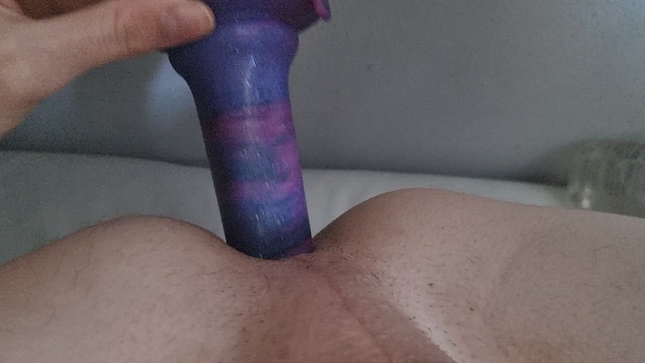 Playing with my new space-aged, longer (and slightly skinnier :( ) dildo.