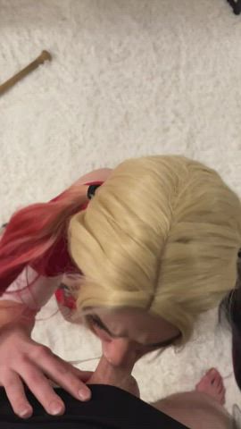 Harley quinn Pigtails blowjob cosplay face fuck