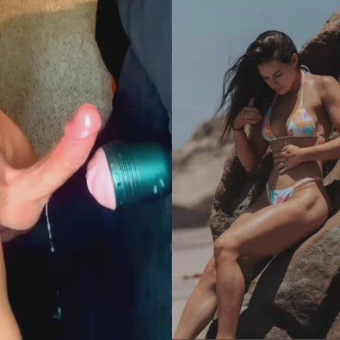 bwc babe babecock big dick bikini brunette cum cumshot fleshlight hands free clip