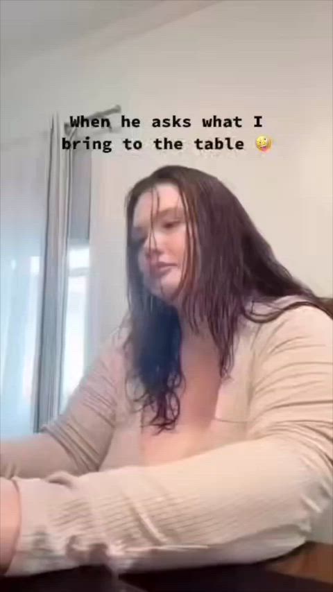 big tits huge tits kitchen table milking table natural natural tits wholesome clip