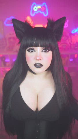 Big Tits Brunette Cleavage Clothed Cosplay Goth Innocent TikTok r/Catgirls clip