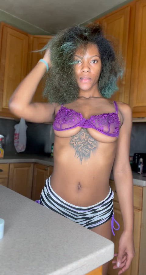 19 years old amateur ebony lingerie onlyfans petite solo tattoo tease tits clip