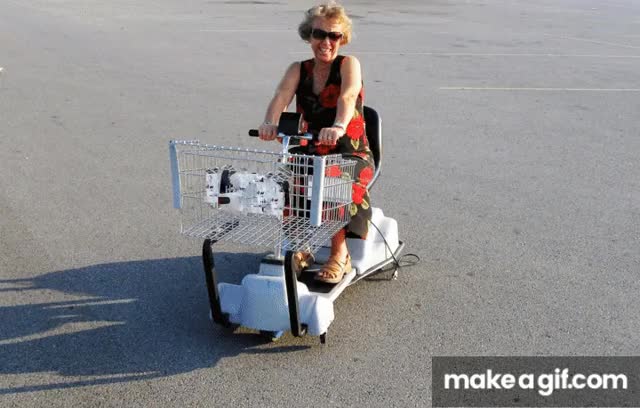 Woman Speeding On Shopping Cart