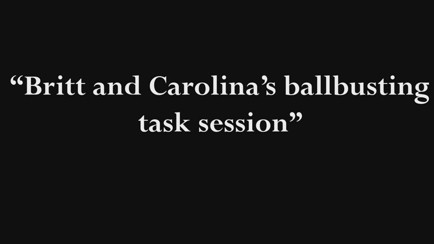 Ballbusting task session - Watch @Britt_BrittXOXO and Caroline work together to bust