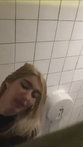 Bathroom Exhibitionist Hidden Cam Lesbian Pussy Eating Short Hair clip