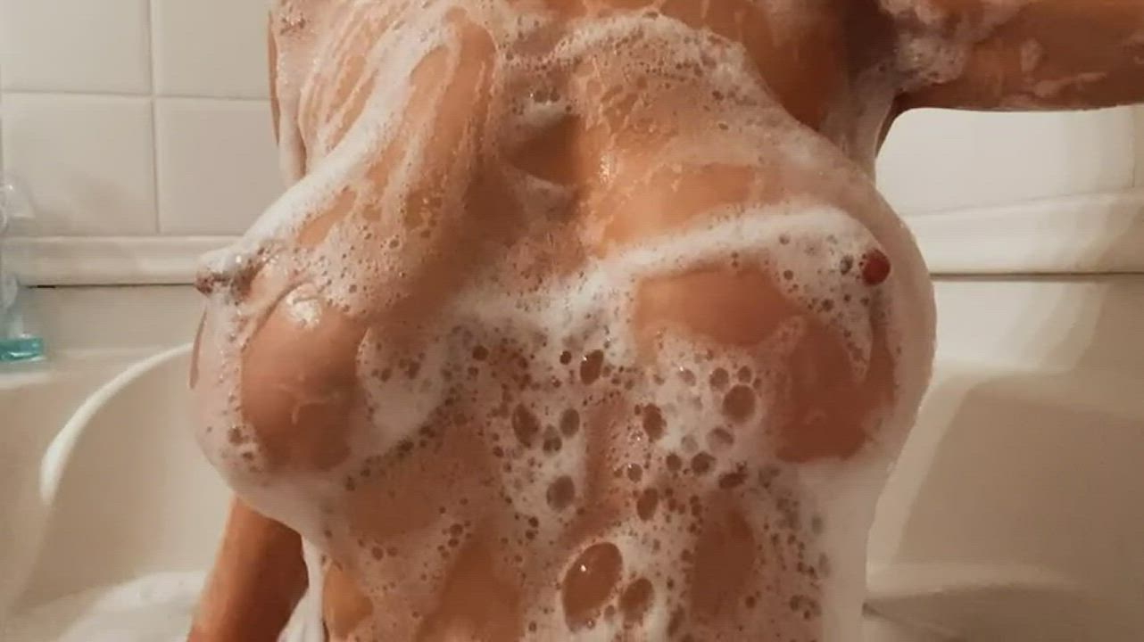 Bath Bathroom Nipples Pierced Soapy Tits clip