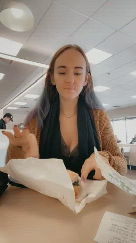 I seriously love flashing my tits when I’m out for lunch