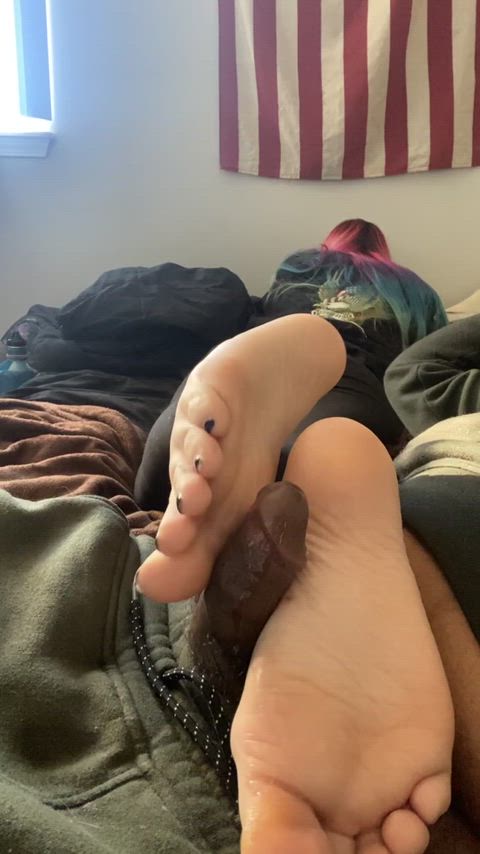 cheating cumshot footjob small dick clip