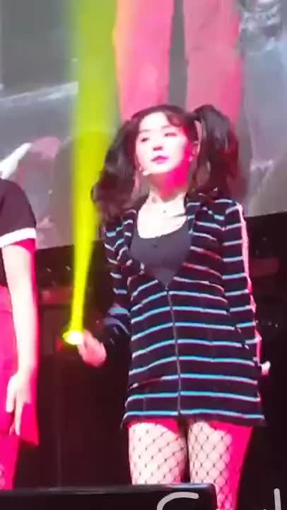 red velvet irene  cleavage in pigtails and fishnets