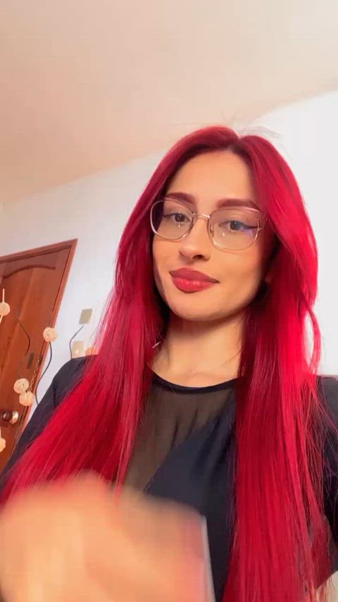 body bodysuit glasses myfreecams redhead tease teasing clip