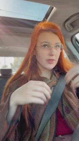 Car Flashing Redhead clip