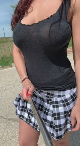 outdoor public selfie upskirt clip