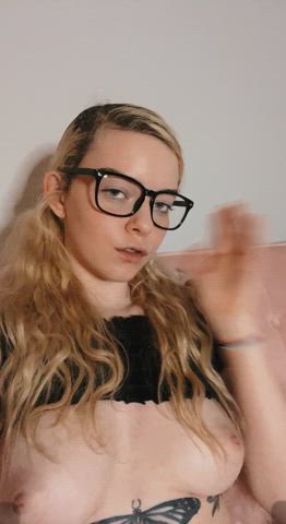 cute glasses natural natural tits pigtails pussy pussy lips shaved pussy tight pussy