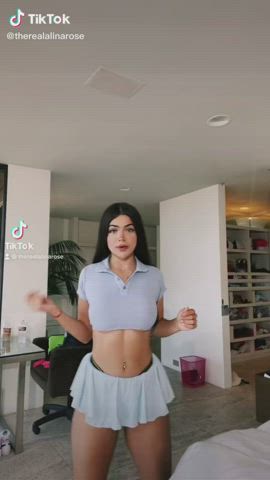 Brunette Cum In Mouth Handjob Skirt Tease TikTok clip