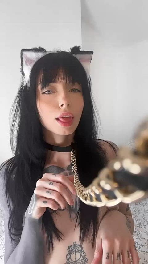 ahegao cosplay egirl kitty onlyfans pale petplay petite tattoo clip