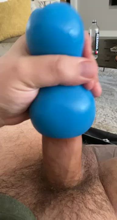 Milking this thick cock with my toy