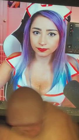 cleavage cosplay costume cum cum on tits nurse tribute clip