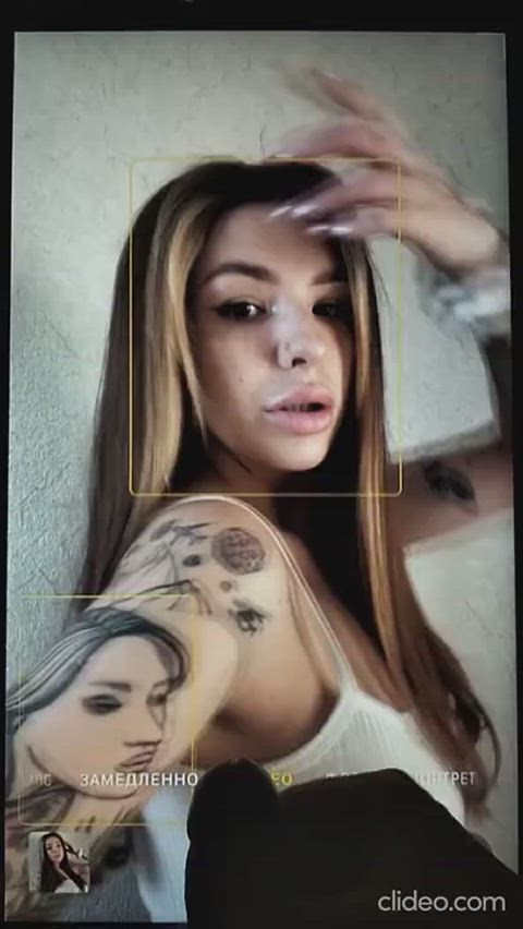 cum hottie lips tattoo tribute covered-in-cum masturbation real-cock clip