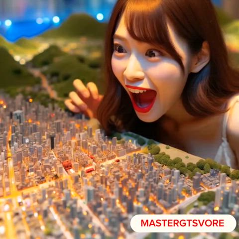 Giantess eyeing up a city to swallow