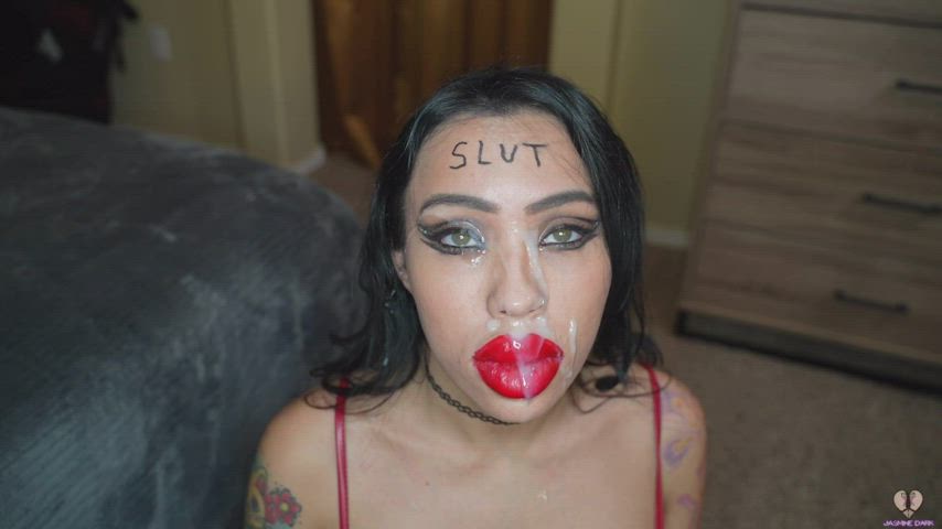 bimbo bimbofication cum facial fake goth latina lips lipstick pornstar clip