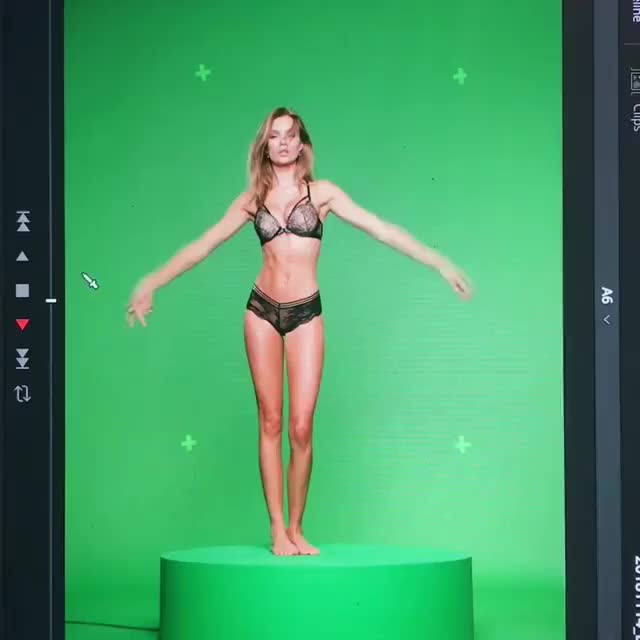 Good Morning:) Here’s a screen grab of Josephine standing on a green screen turntable