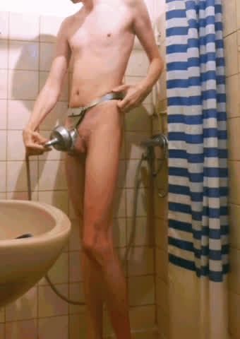 Chastity Gay Shower clip