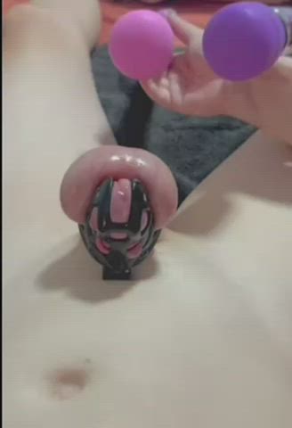 chastity cumshot femdom hands free tease clip