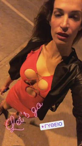 big tits celebrity cleavage dress greek teasing vertical clip