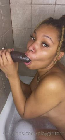 Blowjob Dildo Ebony Sloppy clip